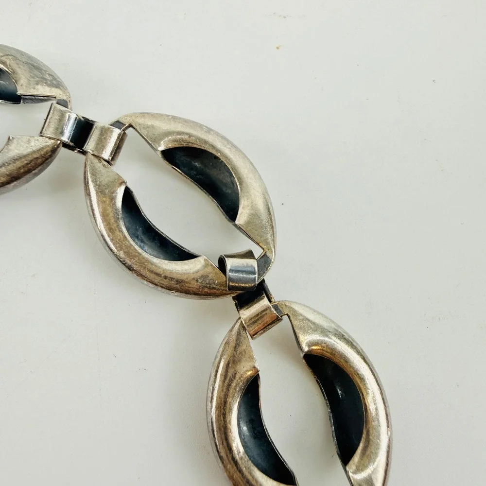 Vintage Danecraft Sterling Silver Modernist Link Necklace 44g Mid Century